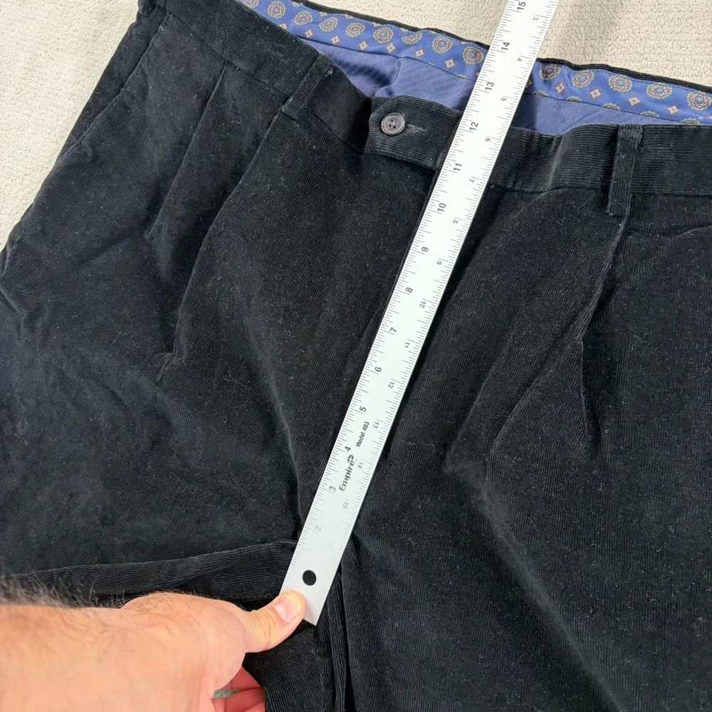 Lauren Ralph Lauren Corduroy Pants Men 40x32 (Tag 42) Black Pleated Straight Leg